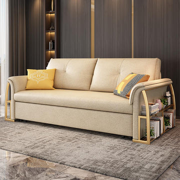 72.8" Convertible Full Sleeper Sofa Leath-aire Upholstered Storage Sofa Bed
